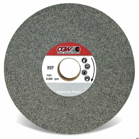 CGW ABRASIVES Convolute Wheel, 8 in Dia, 3 in Center Hole, 2 in W Face, Fine Grade, Silicon Carbide Abrasive 70149